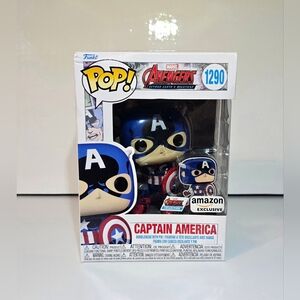 Captain America Funko Pop! #1290 Amazon Exclusive Marvel Collectible Figure+Pin
